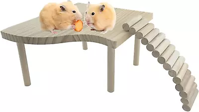 2PCS Hamster Stand Platform Toys Small Pet Wooden Platform With Pillars • £24.08