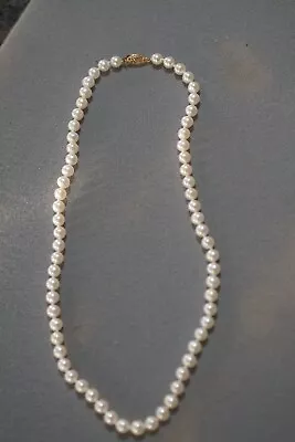 6-6.5mm  AAA  Cultured  Pearl 18   Necklace 14KT Solid Gold NWOT • $29.95