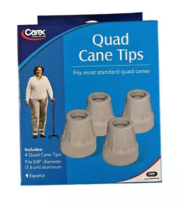 Carex Quad Cane Tips 5/8  Metal Reinforced 4 Ct (A705) GREY • $9.95