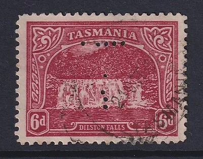 TASMANIA • 1910 • 6d Carmine-lake PICTORIAL P.11 • Perf T (6x6 Holes) • SG 254a • $12.50