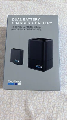 $59 • Buy Genuine Dual Battery Charger + Battery GoPro Hero 5 6 7 Black Official Accessory