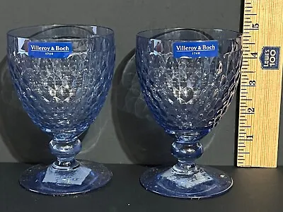 2 Villeroy & Boch Boston Blue Claret Wine Glasses- Germany- New With Tags • $29.99