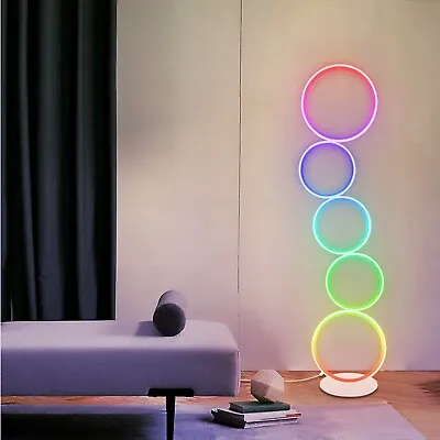 Modern RGB Circular LED Floor Lamp Unique Touch Control Dimmable Light W/ Remote • $139.59