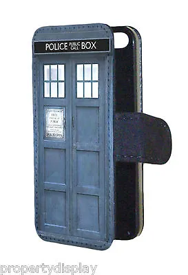 Blue Police Phone Box Tardis Design Faux Leather Flip Wallet Phone Case Cover • £8.99