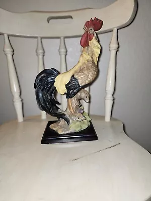 13”  Exquisitely Detailed Rooster Figurine On A Wooden Base Vintage • $6.99