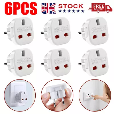 6 Pack Europe Travel Adapter Plug Holiday UK To EU Euro European Adaptor 2 Pin • £6.99