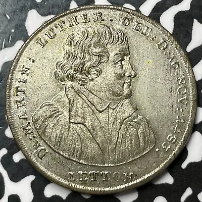 1817 Germany Martin Luther Silvered Brass Jeton Lot#JM6165 33mm. Whiting-563 • $75