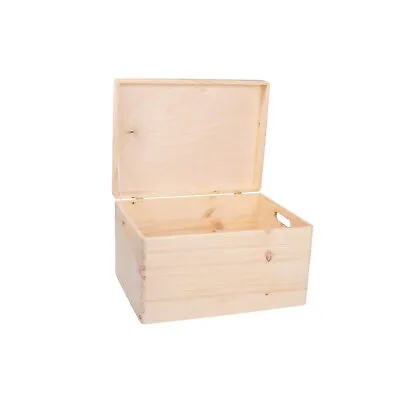 £26.99 • Buy Large Plain Wooden Box Storage 40 X 30 X 23 Cm | Unpainted With Lid + Handles