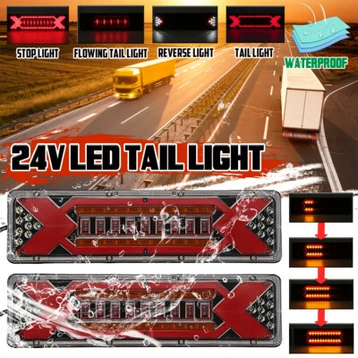 $25.99 • Buy Pair LED Tail Light Stop Brake Dynamic Lamp Indicator Truck Flowing Trailer 24V