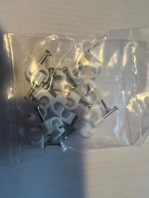 £4 • Buy 100 6mm Round White Cable Clips With Fixing Nails Wire Clips