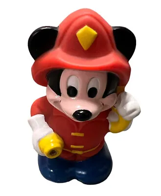 Disney Mickey Mouse Firefighter 4  Tall Rubber Squeeze Figure Vintage ARCO • $5.49