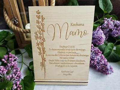 Personalised Mother's Day Wooden Gift Lavender Flower Prezent Na Dzien Matki • £22.99