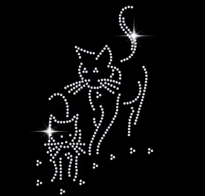 £3.99 • Buy Cat & Kitten Sparkling Diamonte Rhinestone Transfer Iron On Motif Hotfix Animal
