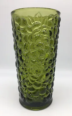 Vintage Mid Century Modern Avocado Glass Vase Bubble Grapes 7 1/2” • $16