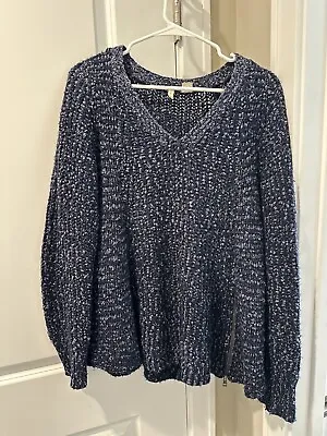 Anthropologie MOTH Sweater Women’s Medium Blue Zipper Wool Alpaca Swing Chunky • $23