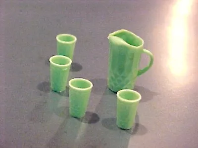 Dollhouse Green Water Pitcher & Glasses 1:12 MIniatures For Doll House Diner • $7.49