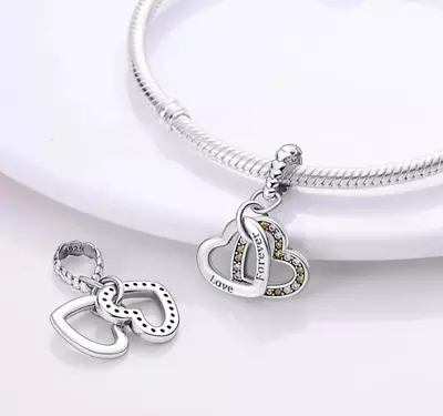 Love Forever Love Heart Joined Charm Genuine Sterling Silver 925 Mum Wife  • £14.99