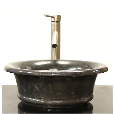 Round Black Marble Vessel Sink Bathroom Vanity Counter For Bar Or Bath • $240.90