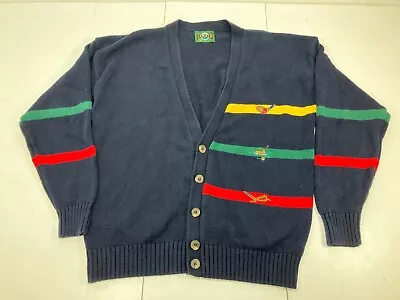 Vintage Jantzen Golf Cardigan Sweater Mens L Blue Made USA Mr.Rogers Style Golf • $20