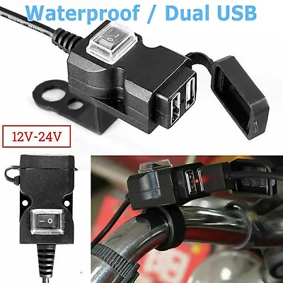 Waterproof Motorcycle Handlebar USB Port Phone Charger Cigarettes Lighter Socket • $6.95