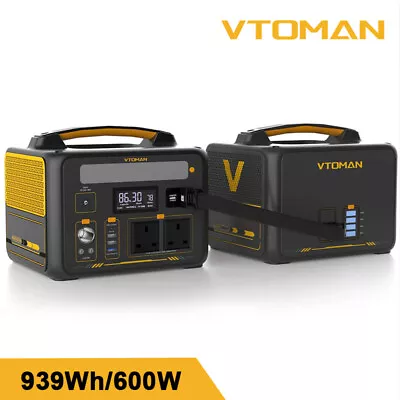 VTOMAN 600W Portable Power Station With Extra Battery 939Wh LiFePO4 Solar Panel • £197.99