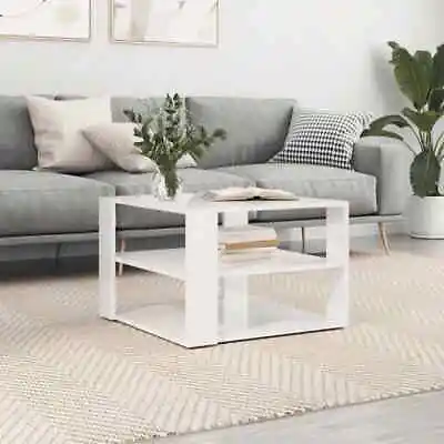 VidaXL Coffee Table High Gloss White 59.5x59.5x40 Cm Engineered Wood • £37.77