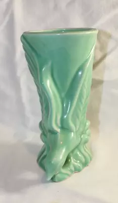 Vintage Mid Century Modern Morton Pottery ~ Exotic  Bird Of Paradise Vase Green • $25