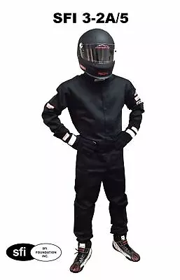 Sfi 5 Racing Suit Fire Suit Sfi 3-2a/5 One Piece 2 Layer Black Size Adult 2x • $224.99