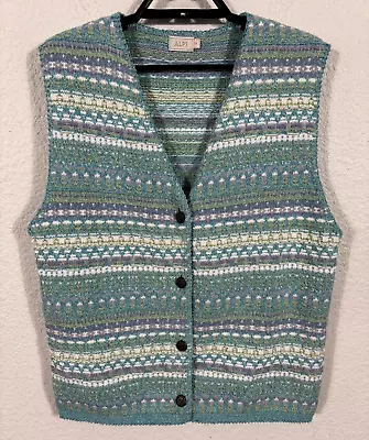 Vintage Alps Sweater Vest Womens Medium Multicolor Fair Isle Nordic Cotton Blend • $34