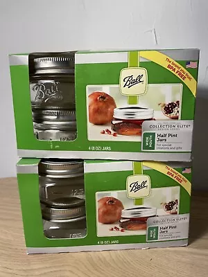 2 Box / 8 Ball Collection Elite Half Pint Jars Wide Mouth 1/2 Pint. 8oz. B B211 • $69.99