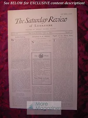 SATURDAY REVIEW March 5 1927 Lloyd Morris Dorothy Canfield Fisher Ernest Boyd • $16