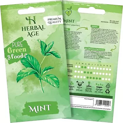 HERBAL AGE Mint Seeds Plants Grow Your Own Herb Garden Kit 300  • £4.95