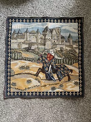 MEDIEVAL FRENCH PHILLIP III CARCASSONNE KNIGHT CASTLE  19x19 HANDMADE TAPESTRY • $45