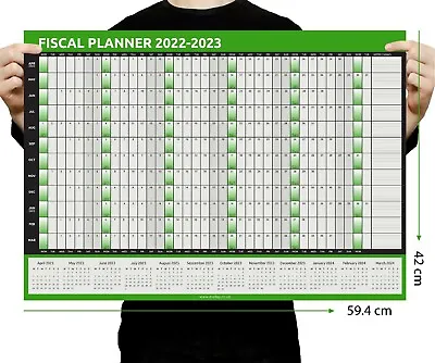 £2.89 • Buy FISCAL 2022 - 2023 A2 Size Full Year Wall Planner Calendar Home Office Work A2 