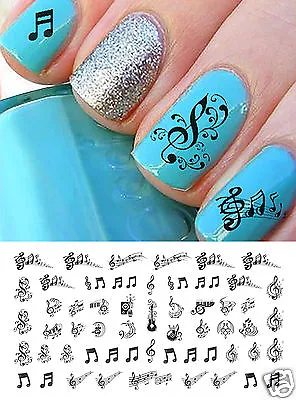 Sheet Music Notes Nail Art Waterslide Decals Set #2 - Salon Quality! • $4.99