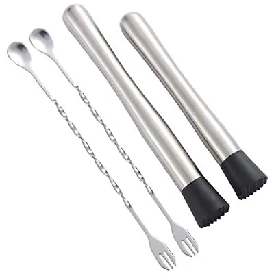 10 Inch Stainless Steel Muddler And Mixing Bar Spoon For Cocktail Bar Tools Set • $14.26