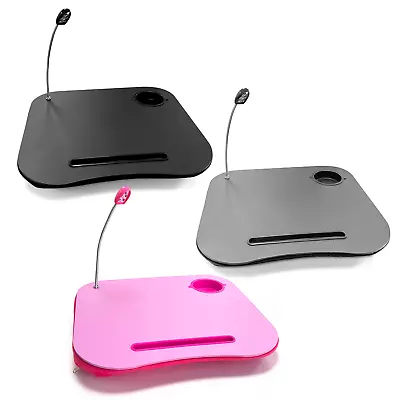 Laptop Tray Lap Desk Cushioned Portable Computer Reading LED Light Work Station • £8.85