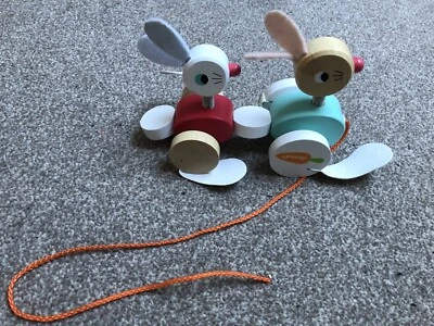 £8 • Buy Janod Zigolos Pull-Along Rabbits Crafted Wooden Toy 1 To 3 Years