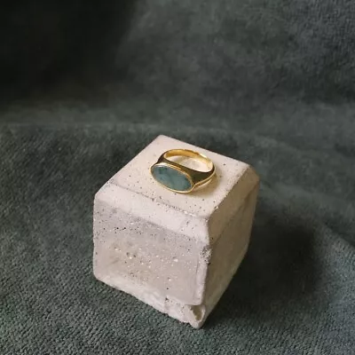 Natural Emerald Signet Ring 14k Gold Men's Ring Engagement Gift Ring For Husband • $55.25