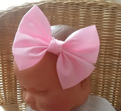 Baby Girl Boutique Large 4 Inch Satin Bow Headband Many Colours & Sizes • £4