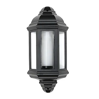 Greenbrook Outdoor 3-Sided Wall Half Lantern Black Classic Style Exterior ... • £12.70