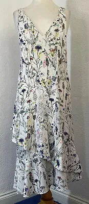 H&m Size Euro 38 Dress White Flowers Summer Casual Party Holiday • £11.90