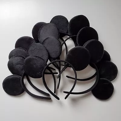 Lot 9 Mickey Mouse Black Fabric Ears Headband Party Favors Costume Hair Pretend • $16.95