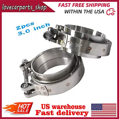 3.0  Inch V-Band Flange&Clamp Kit Male/Female With Ridge Exhaust Stainless 2 Pcs • $27.54