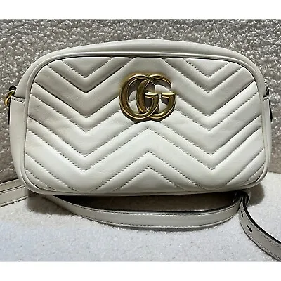 $1519.50 • Buy Gucci GG Marmont Small Quilted Leather White Women's Camera Mini Shoulder Bag