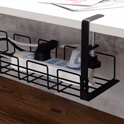 Cable Management Cord Holder Under Desk Wire Rack Tidy Storage Home Offices Tray • £9.98
