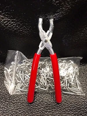 Hog Ring Pliers And Hog Rings 3/4  KIT Seat Covers Upholstery Fences Netting  • $18.59