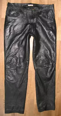 Finished   Linus   Men's Leather Jeans/Leather Pants IN Black W36   / L34   • $34.89