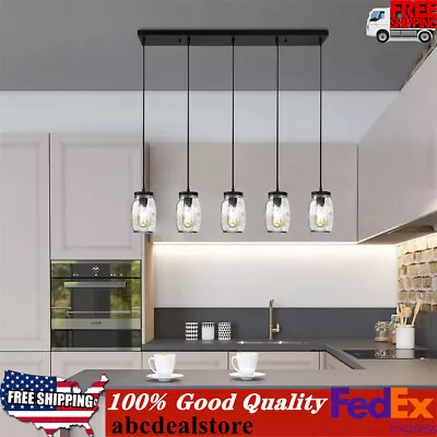 5-Light Glass Mason Jar Island Pendant Light Ceiling Light Fixture Kitchen Decor • $68.40