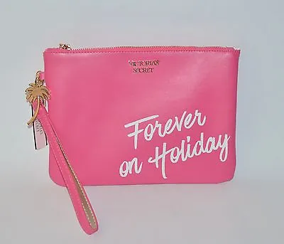 Victoria's Secret Pink Forever Holiday Wristlet Clutch Makeup Beauty Bag Pouch • $29.95